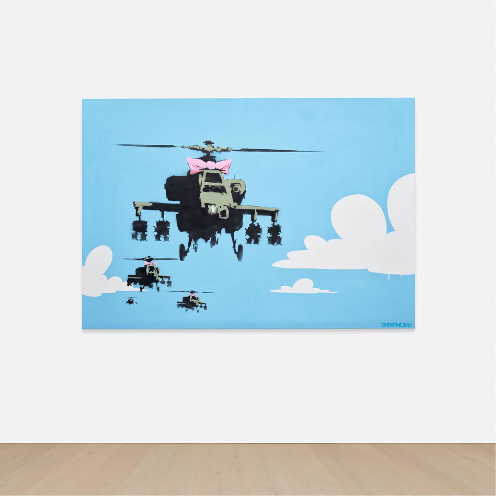 Happy Choppers by Banksy estimated at $1.34m (low) to $2.02m (high). Image courtesy of Phillips