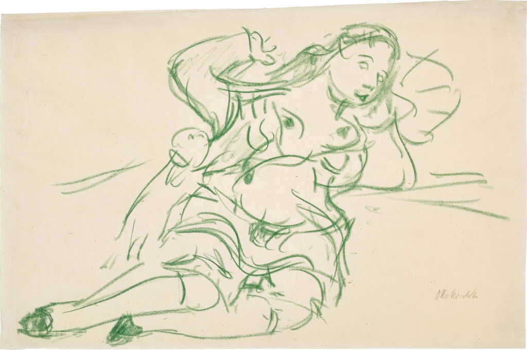 Studie Zur Frau In Blau (Study for the Woman in Blue) by Oskar Kokoschka sold for $13,900. Image courtesy of Sotheby's