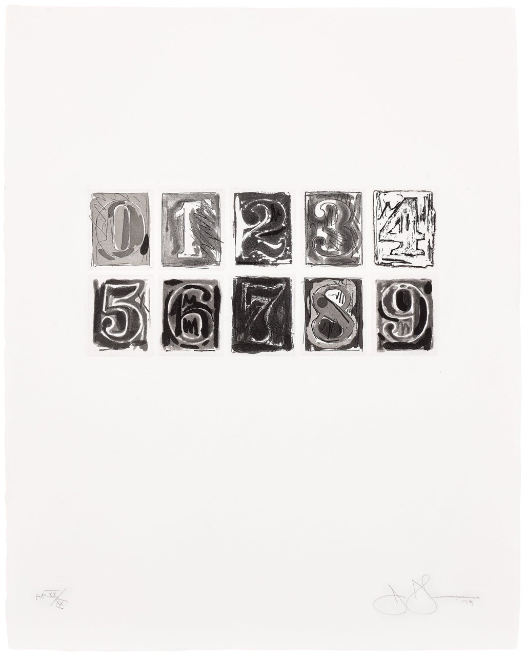 0-9 by Jasper Johns sold for $12,900. Image courtesy of Phillips