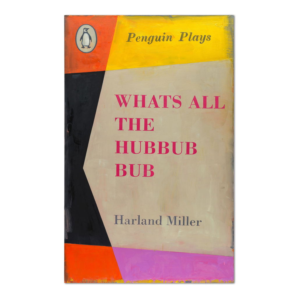 Whats all the Hubbub Bub by Harland Miller estimated at $81,200 (low) to $108,200 (high). Image courtesy of Bonhams