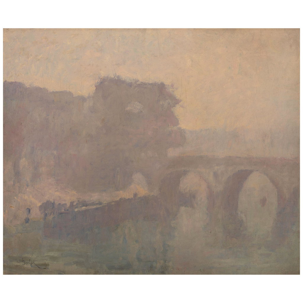 Quai de le Seine by Andre Barbier sold for $10,900 (988% above estimate). Image courtesy of Bonhams