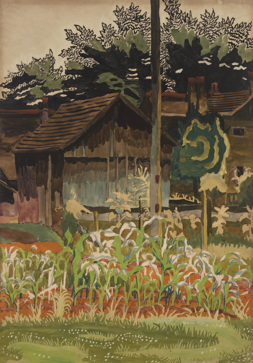 Sunlight on Corn by Charles Burchfield sold for $53,300. Image courtesy of Christie's