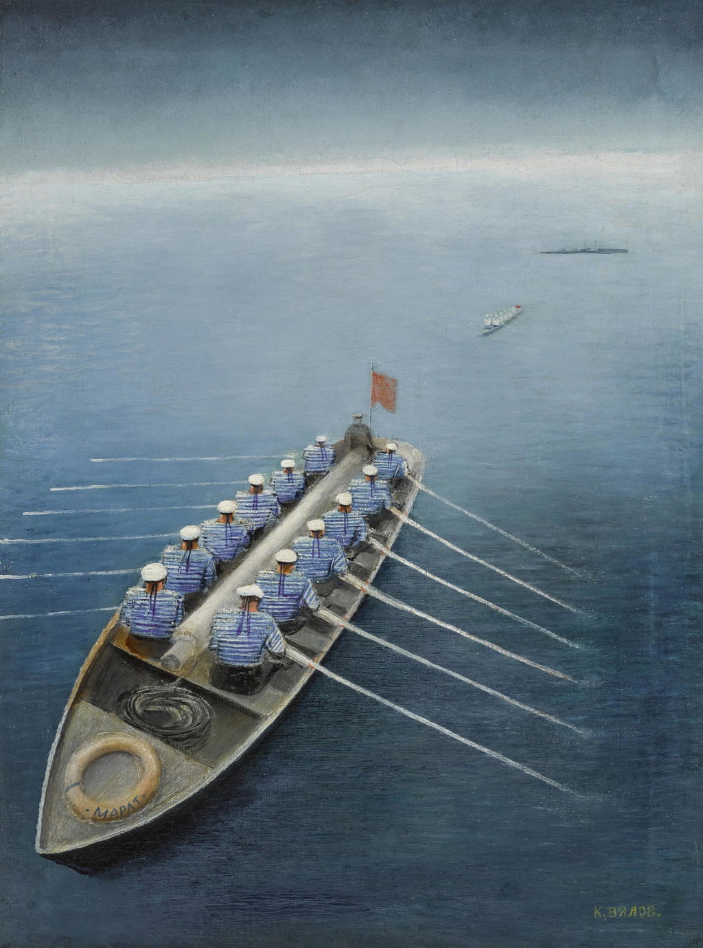 Red Sailors at the Oars by Konstantin Vialov sold for $512,000. Image courtesy of Sotheby's