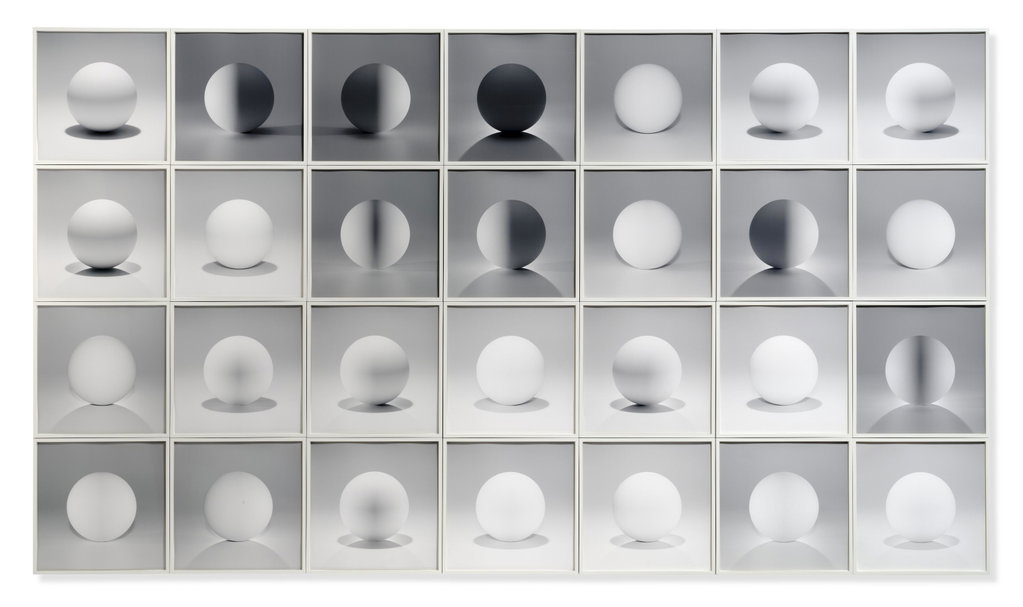 A sphere lit from the top, four sides, and all their combinations by Sol Lewitt sold for $92,400. Image courtesy of Christie's