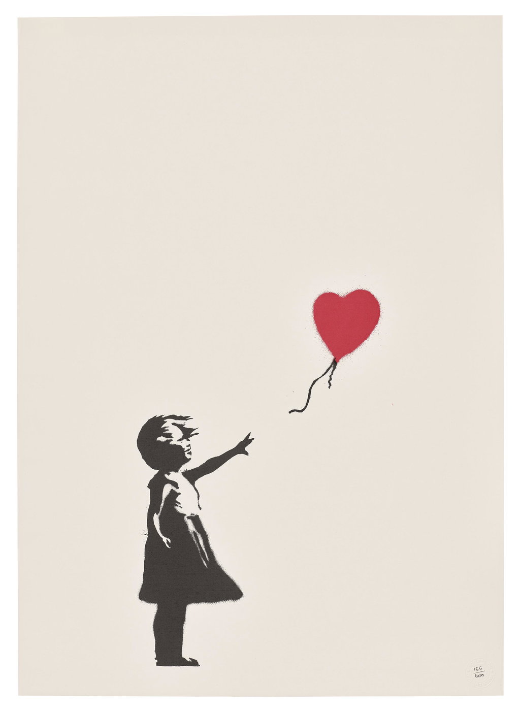 Girl with Balloon by Banksy sold for $117,900. Image courtesy of Christie's