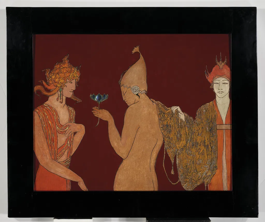 Panneau ‘Aum Mane Padme Aum' (Salut a Toi, O Joyau dans le Lotus). Image courtesy of Beaussant & Lefevre