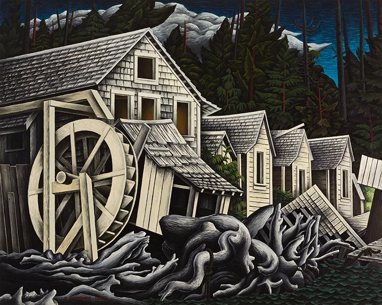 Abandoned Village, Rivers Inlet, BC (1947). Sold for $1.8m in 2023. Image courtesy of Heffel Fine Art Auction House