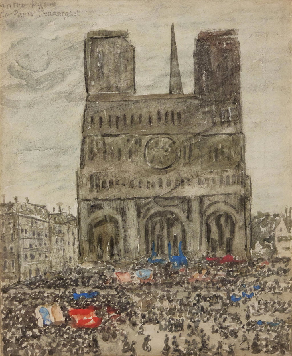 Notre Dame de Paris (recto); A Parisian Boulevard (verso): A Double-Sided Work. Image courtesy of Sotheby's