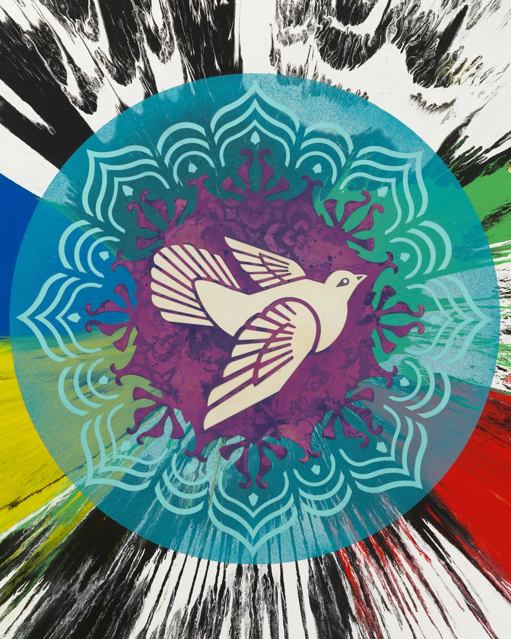 Beautiful Optimistic Peace and Love Dove Spin Painting image #2