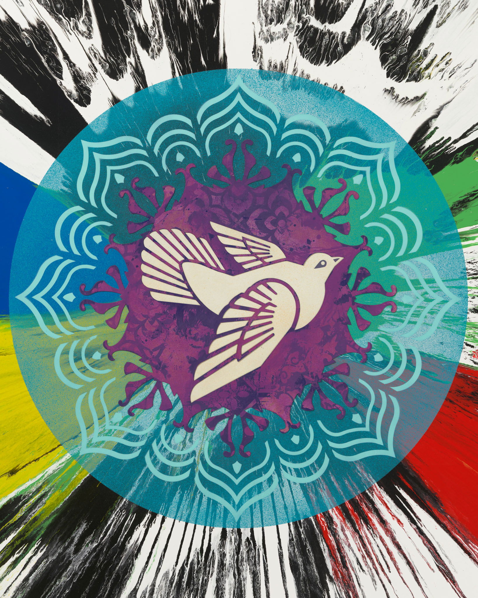 Beautiful Optimistic Peace and Love Dove Spin Painting image #2