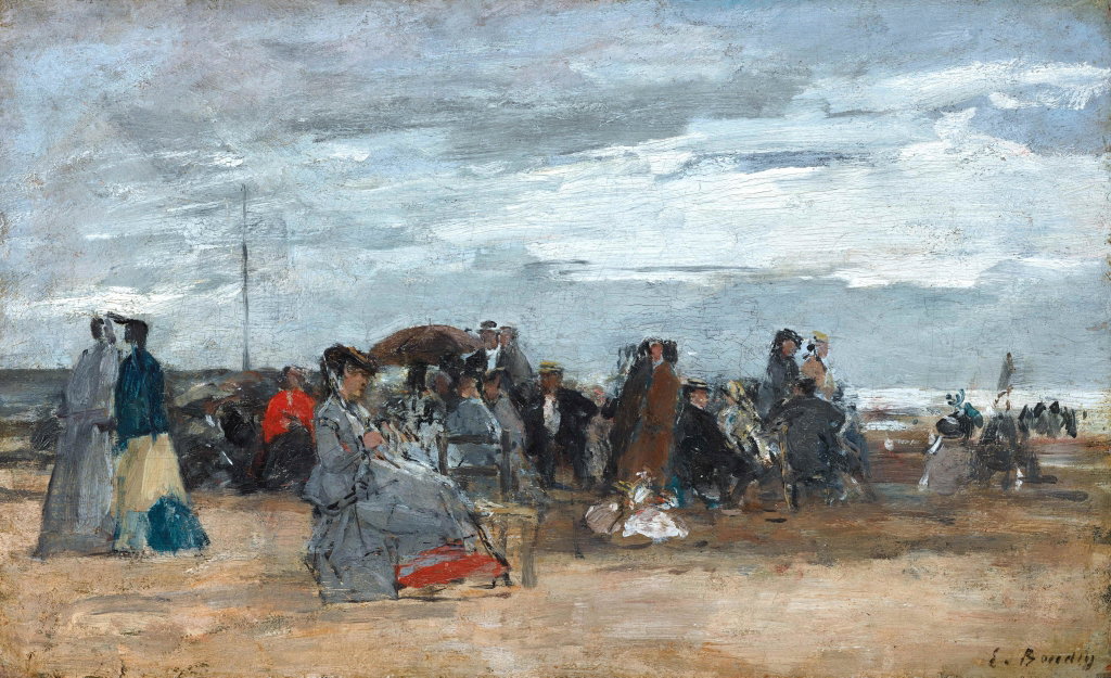 Trouville, Scène de Plage by Eugene Boudin sold for $119,100. Image courtesy of Sotheby's