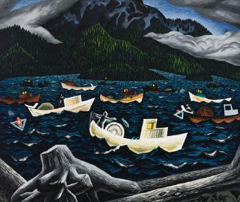 Fishboats, Rivers Inlet (1946). Sold for $1.53m in 2018. Image courtesy of Heffel