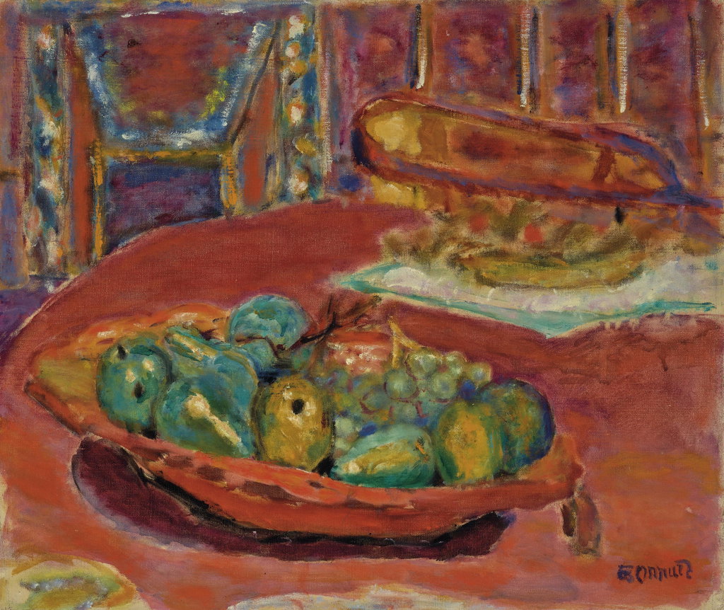 Basket of Fruit by Pierre Bonnard estimated at $336,100 (low) to $560,200 (high). Image courtesy of Christie's