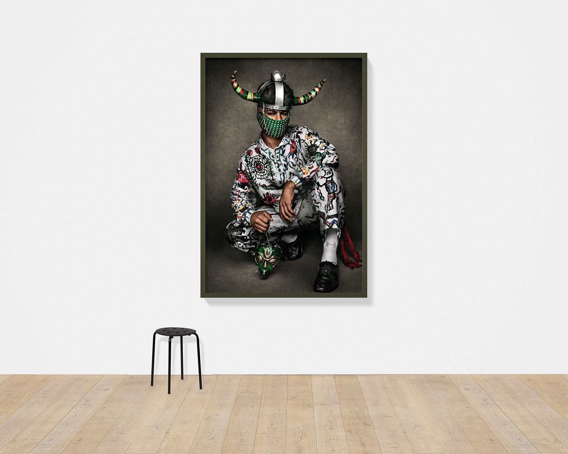 A Man in costume as El Diablo Blanco de Rabinal<br>A White Devil from the dance of Moros y Cristianos<br>Antigua Guatemala 2023 (XLarge) scale image