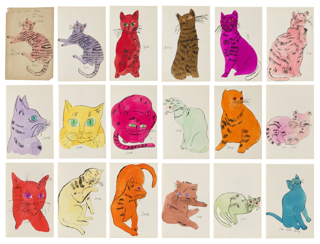 25 Cats Named Sam and One Blue Pussy by Andy Warhol sold for $139,700. Image courtesy of Christie's
