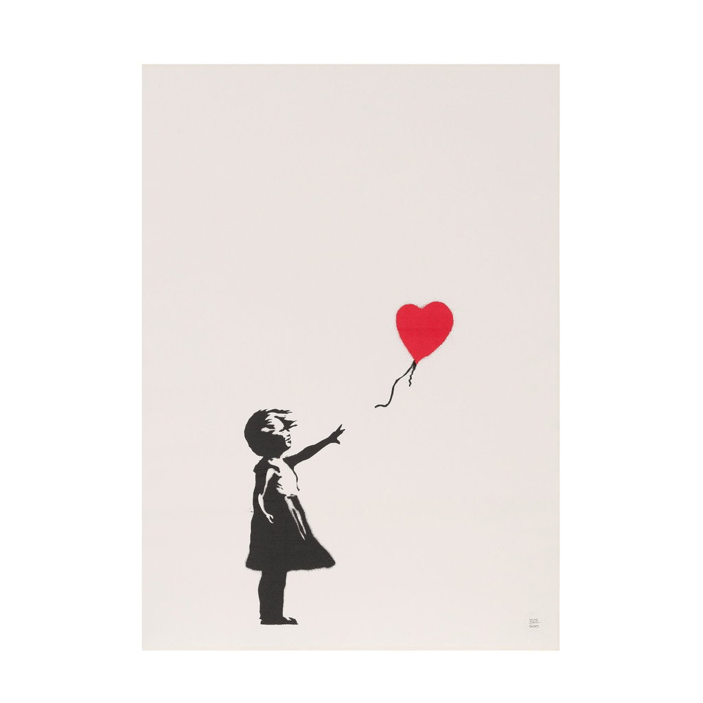 Girl with Balloon by Banksy sold for $97,500. Image courtesy of Bonhams Cornette de Saint Cyr