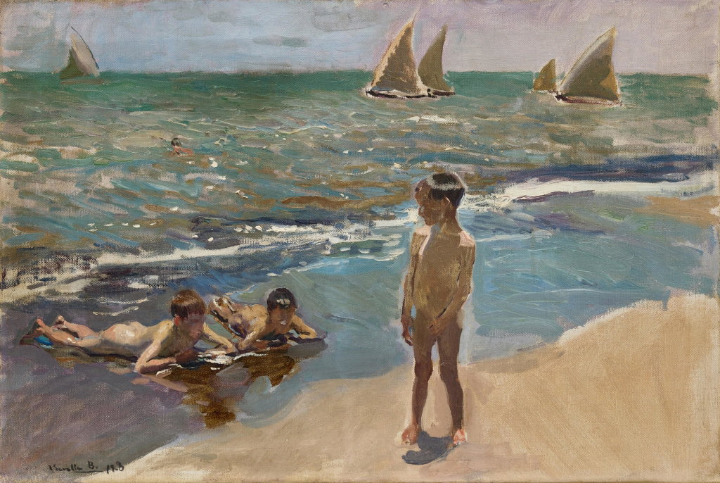 Ninos en la orilla del mar, Valencia (Children on the seashore, Valencia) by Joaquin Sorolla sold for $762,300. Image courtesy of Sotheby's