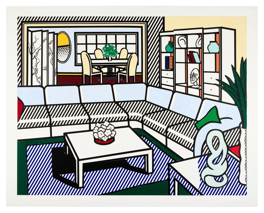 Interior with African Mask (Study) by Roy Lichtenstein sold for $2.52m.
Image courtesy of Sotheby's