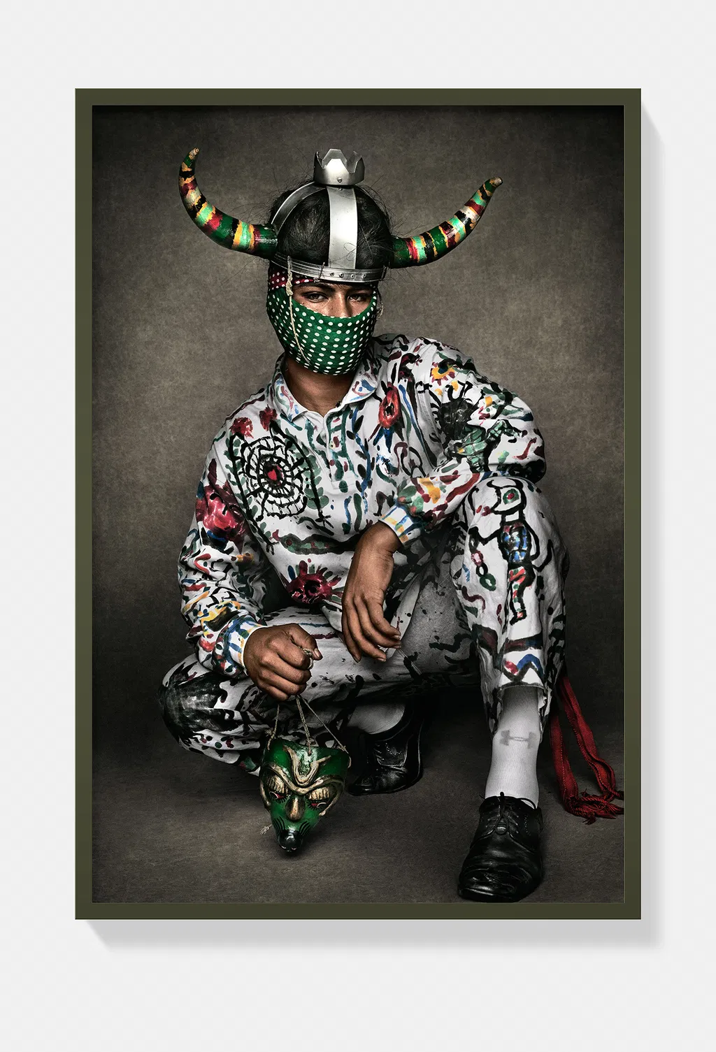 A Man in costume as El Diablo Blanco de Rabinal<br>A White Devil from the dance of Moros y Cristianos<br>Antigua Guatemala 2023 (XLarge) 1 main image