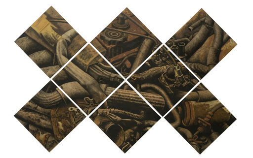 Felt, Velvet, Soot, Gypsum, Engine Oil at Bortolami Gallery in New York