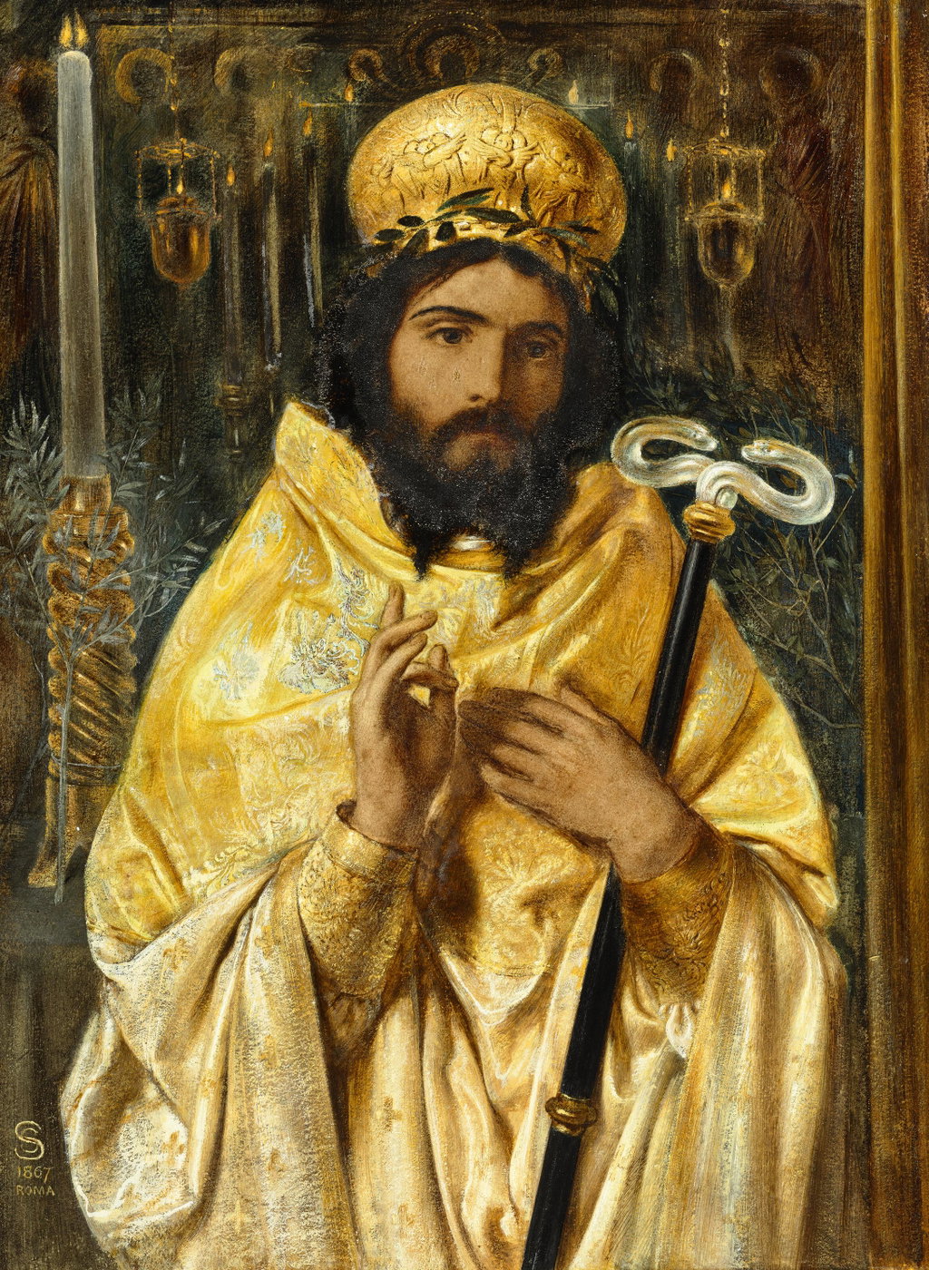 A Greek High Priest by Simeon Solomon sold for $92,400 (481% above estimate). Image courtesy of Christie's
