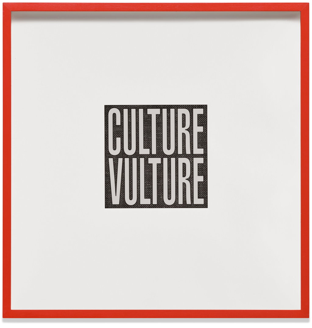 Culture Vulture by Barbara Kruger sold for $7,740. Image courtesy of Phillips