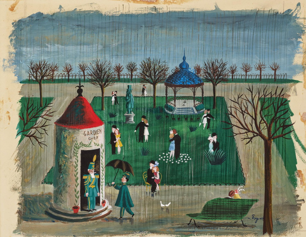 The Lovers' Garden by Raymond Peynet sold for $9,606 (1078% above estimate). Image courtesy of Christie's