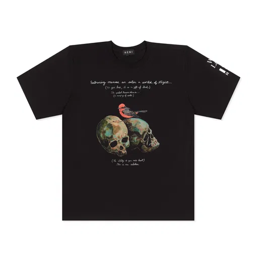 Embracing oneness we enter a world of light T-shirt (black)