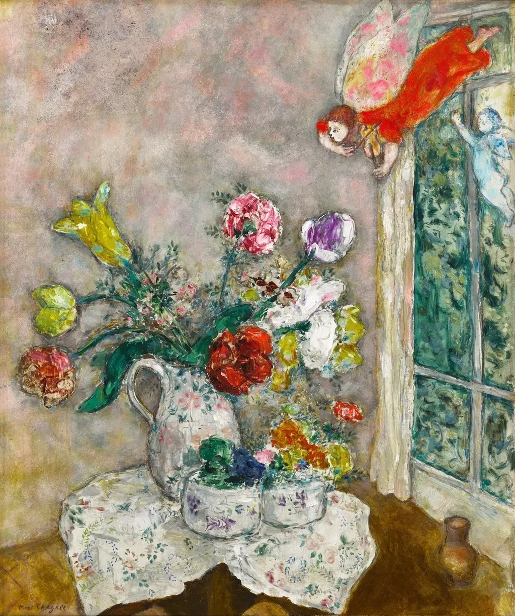 Fleurs de printemps (La Cruche aux fleurs de printemps) by Marc Chagall sold for $4.44m. Image courtesy of Sotheby's
