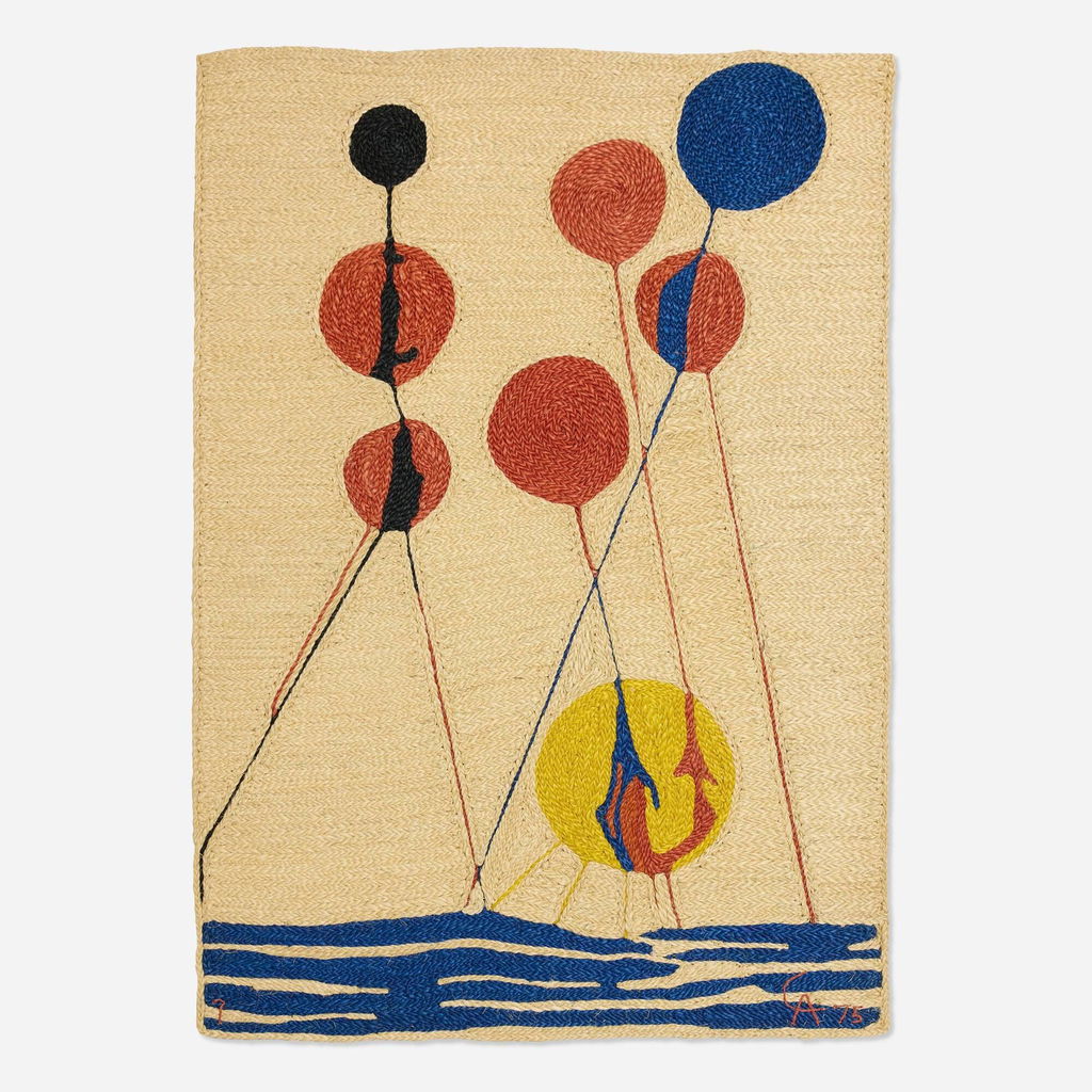 Balloons tapestry by After Alexander Calder sold for $57,100.
Image courtesy of Rago Arts & Auction Center