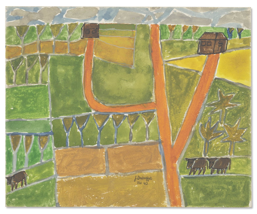 Paysage Aux Routes by Jean Dubuffet sold for $114,300 (662% above estimate). Image courtesy of Christie's