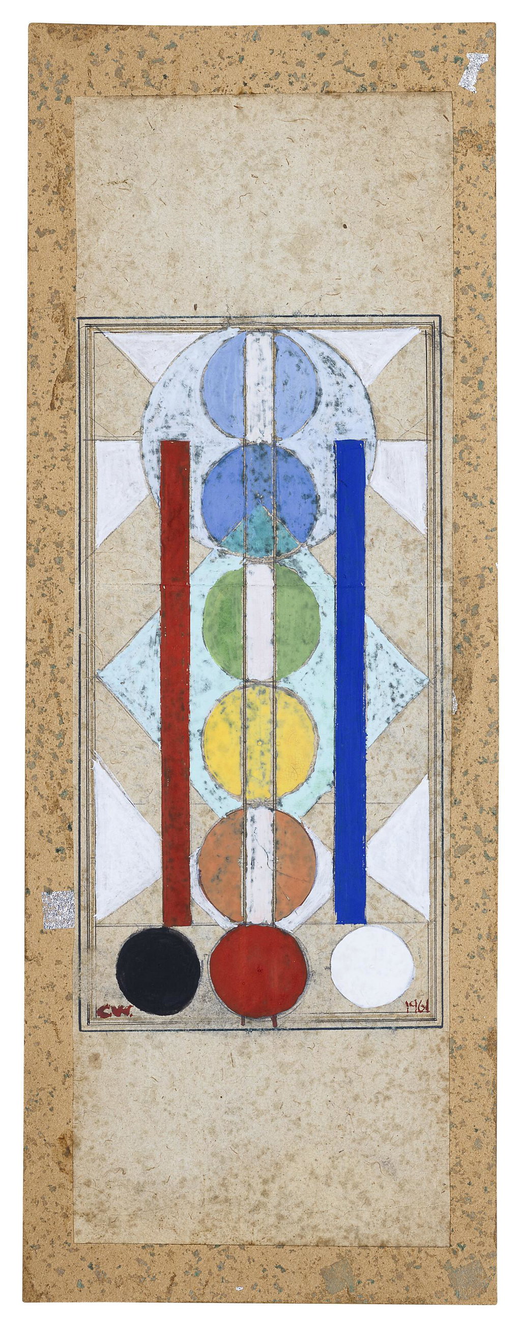Gouache #151: The Chakras by Charmion von Wiegand sold for $16,500 (1551% above estimate). Image courtesy of Christie's