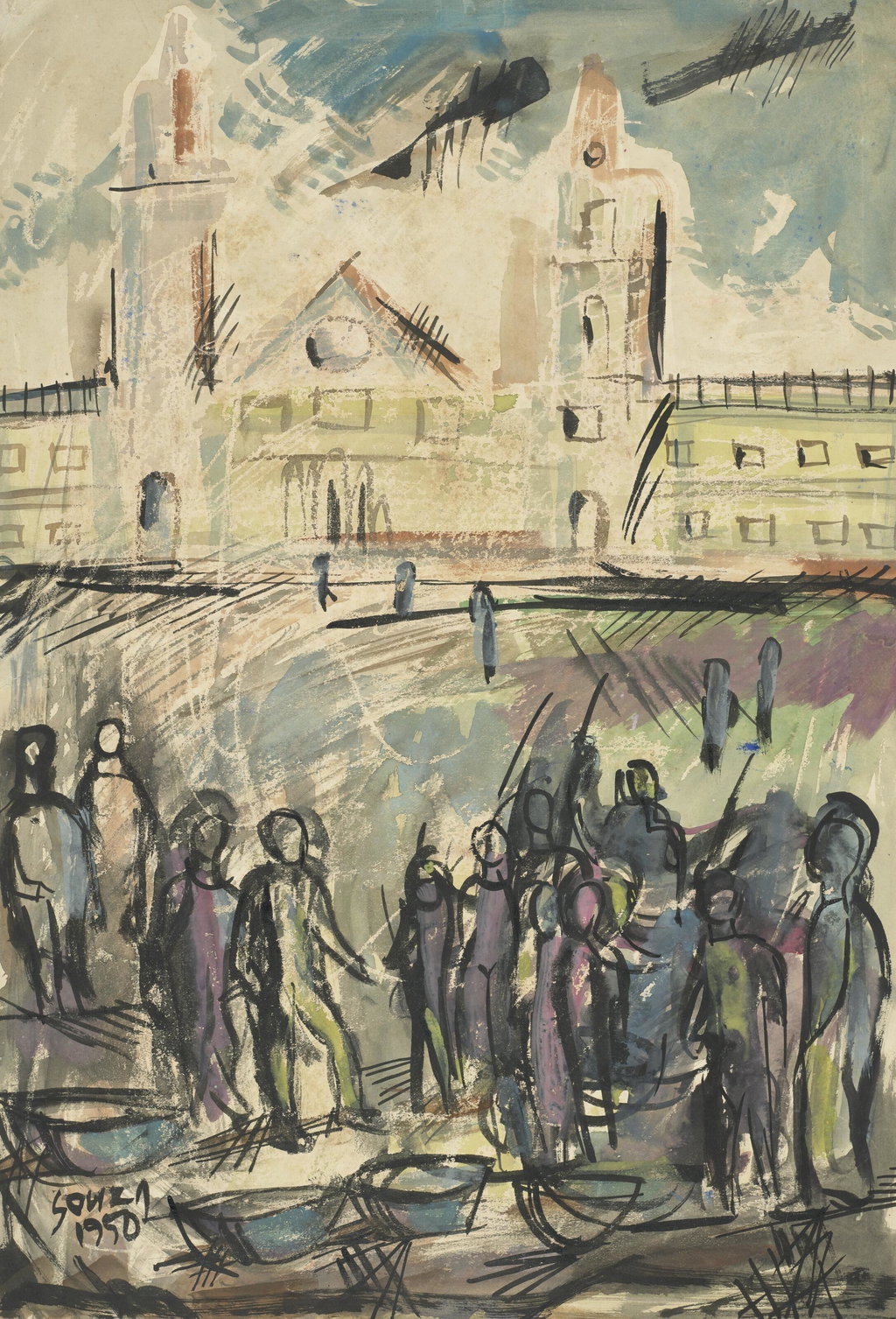 Untitled (Bombay) by Francis Newton Souza sold for $107,900. Image courtesy of Christie's