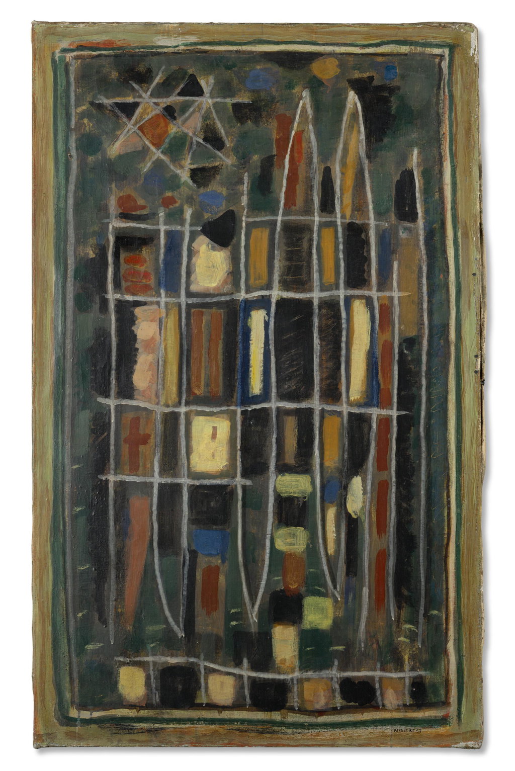 Composition 106 (Gray-green background, pink stain). Image courtesy of Christie's