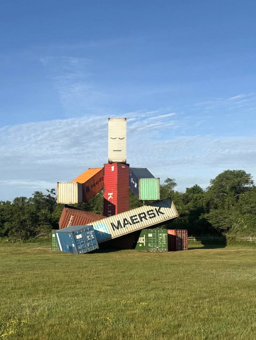 Shipping container sculpture makes another journey
