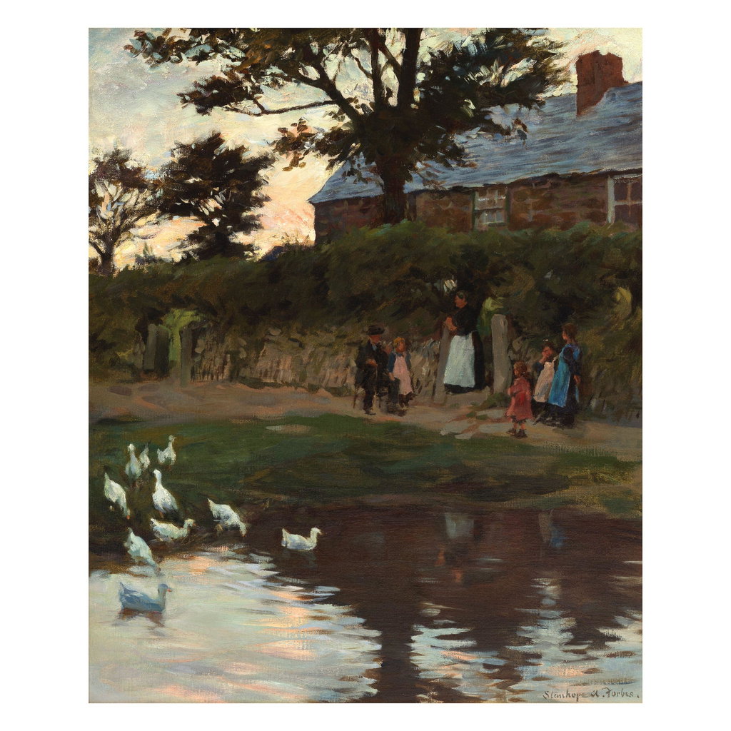 Sunday afternoon by the duck pond by Stanhope Alexander Forbes sold for $29,300. Image courtesy of Bonhams