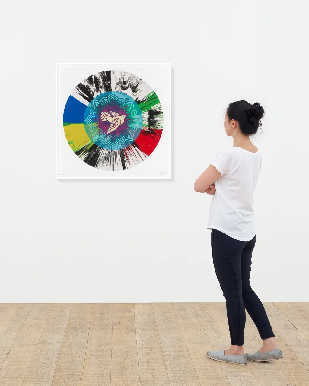 Beautiful Optimistic Peace and Love Dove Spin Painting scale image