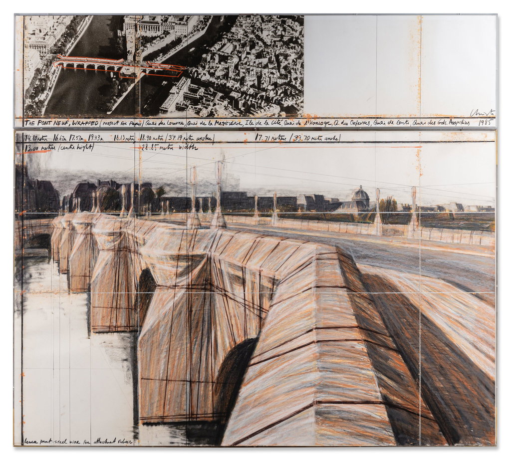 The Pont Neuf Wrapped (Project for Paris) by Christo and Jeanne-Claude sold for $605,000. Image courtesy of Sotheby's