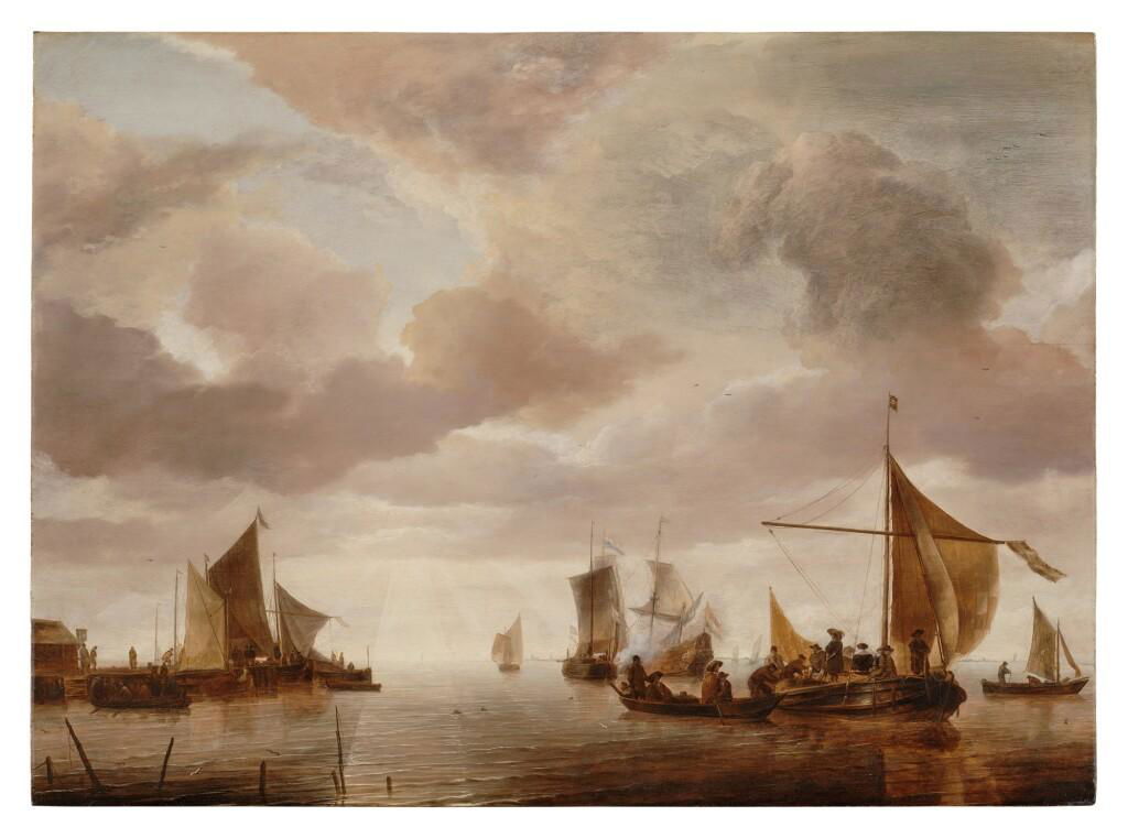 Shipping Scene on a Calm Sea with a Jetty at Left by Jan van de Capelle estimated at $2m.
Image courtesy of Sotheby's