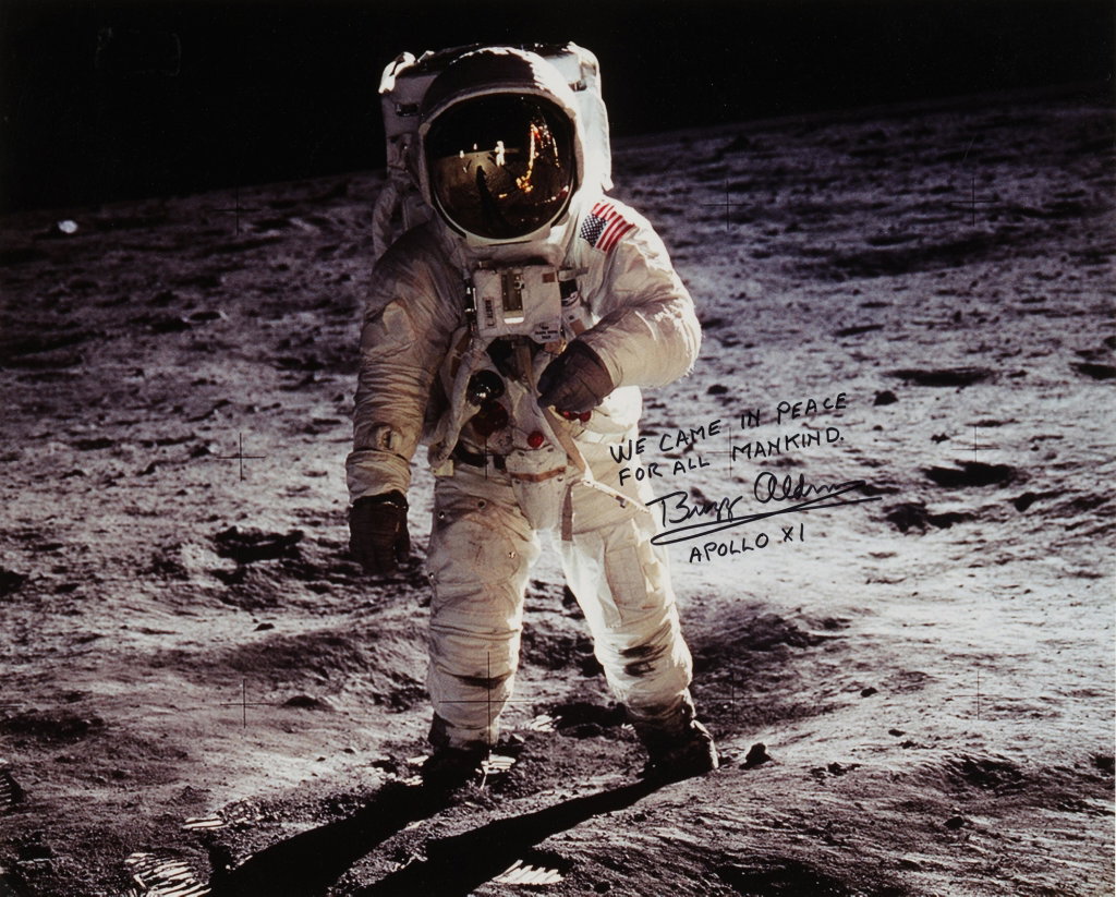 "Visor Shot" of Buzz Aldrin at Tranquility Base by Apollo 11 sold for $44,800. Image courtesy of Sotheby's