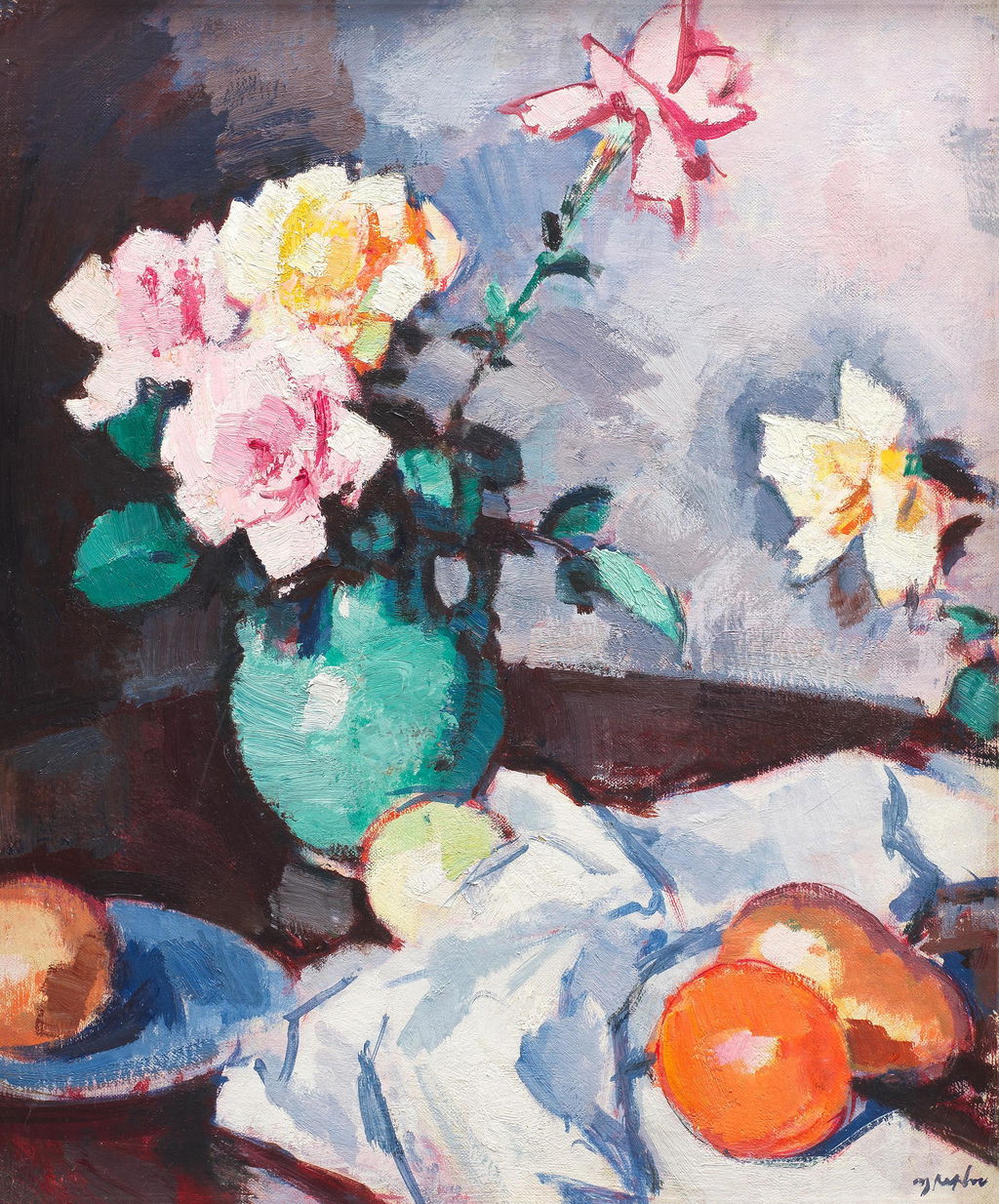 Roses in a Green Jug by Samuel John Peploe sold for $512,900.
Image courtesy of Bonhams