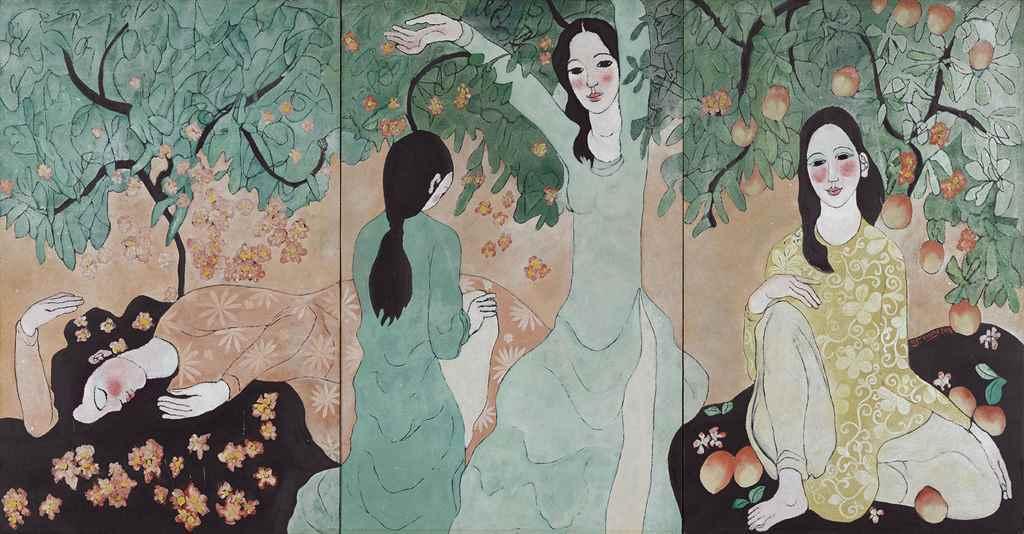Ladies In The Peach Garden (2006). Sold for $64,700 in 2016. Image courtesy of Christie's