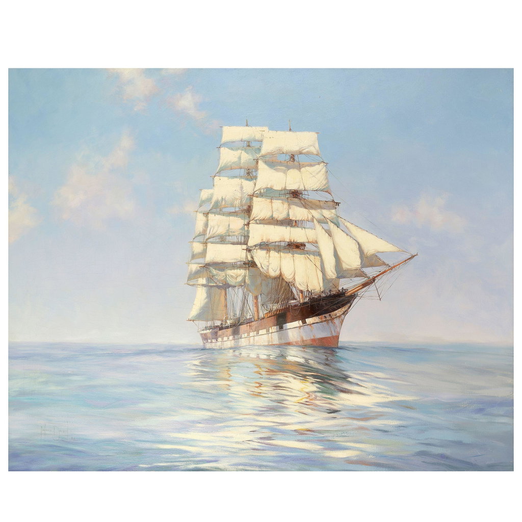 'Idle Sails - The Loch Etive by Montague Dawson sold for $103,200. Image courtesy of Bonhams