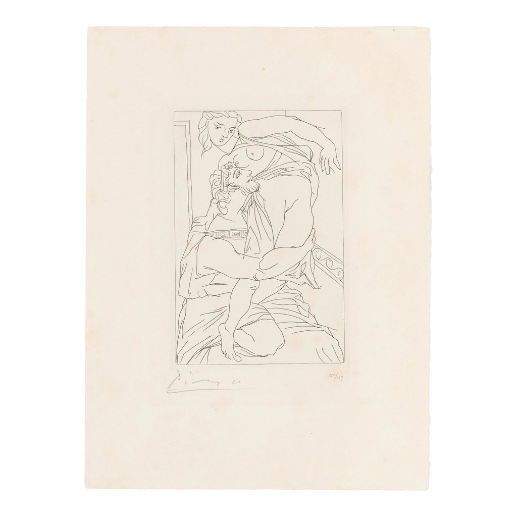Cinésias et Myrrhine (Cinesias and Myrrhine), pl. 3, from Lysistrata by Pablo Picasso sold for $11,500. Image courtesy of Bonhams