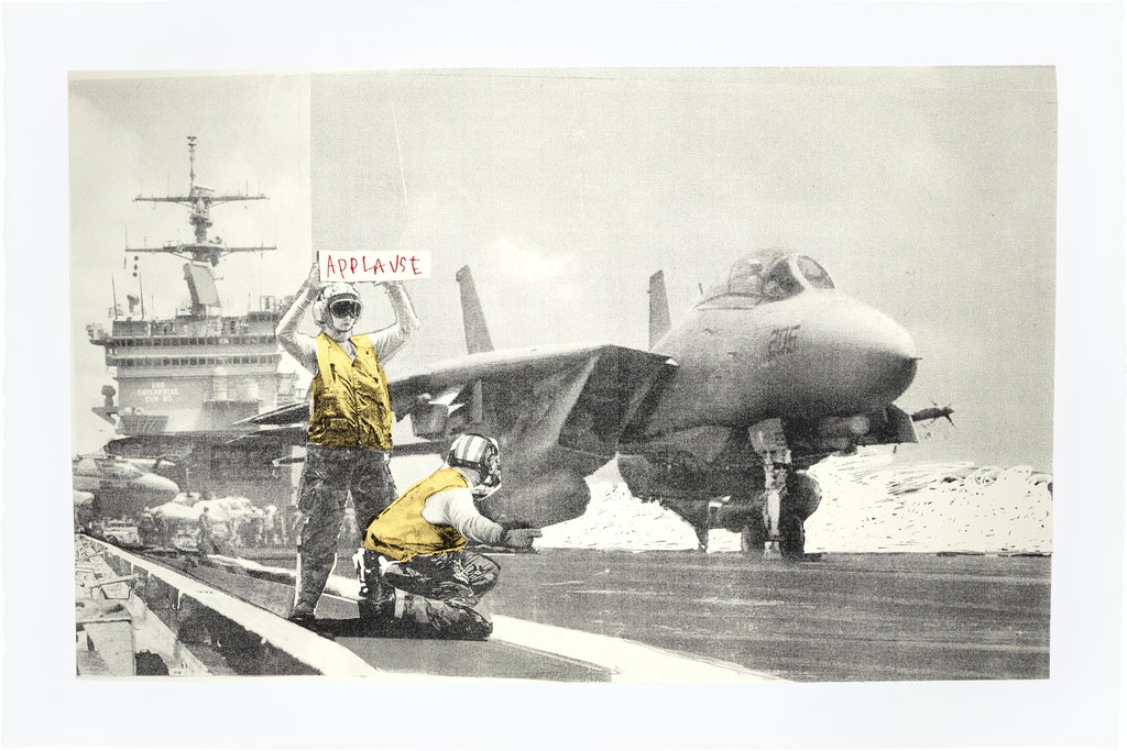 Applause by Banksy sold for $128,700 (1108% above estimate). Image courtesy of Sotheby's