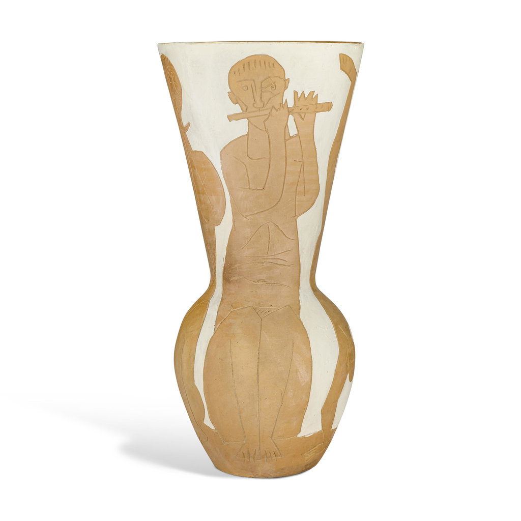 Large Vase with Dancers by Pablo Picasso estimated at $358,600 (low) to $560,200 (high). Image courtesy of Christie's