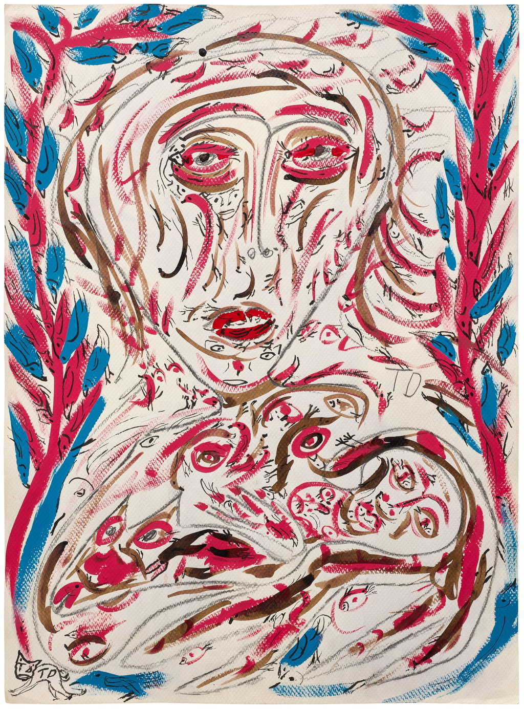 Birds Created by Trees and People (Life Go On) by Thornton Dial sold for $7,095 (609% above estimate). Image courtesy of Phillips