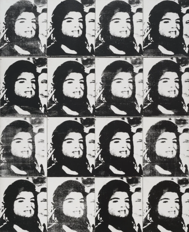 Andy Warhol's Sixteen Jackies (1964) sold for $16.23m with fees at Phillips. Image courtesy of Phillips.