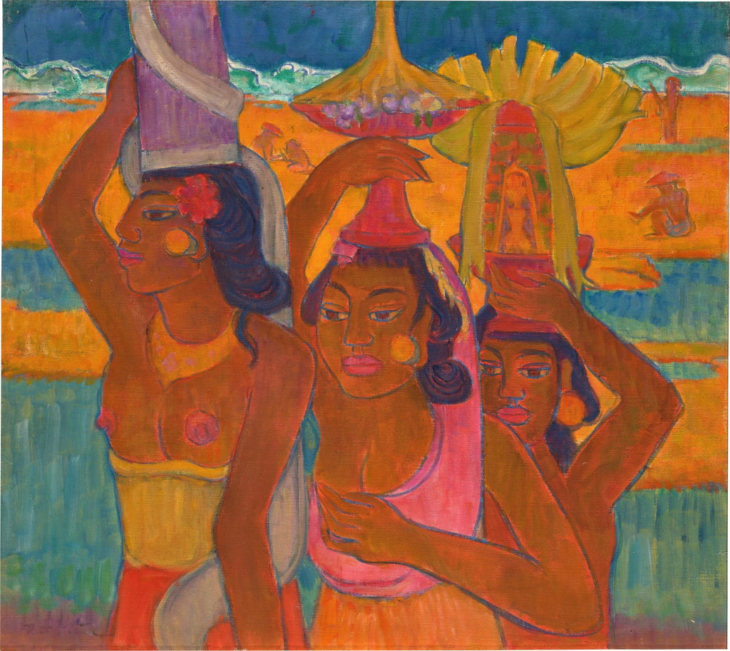 Three Balinese maidens with offerings. Image courtesy of Sotheby's Hong Kong