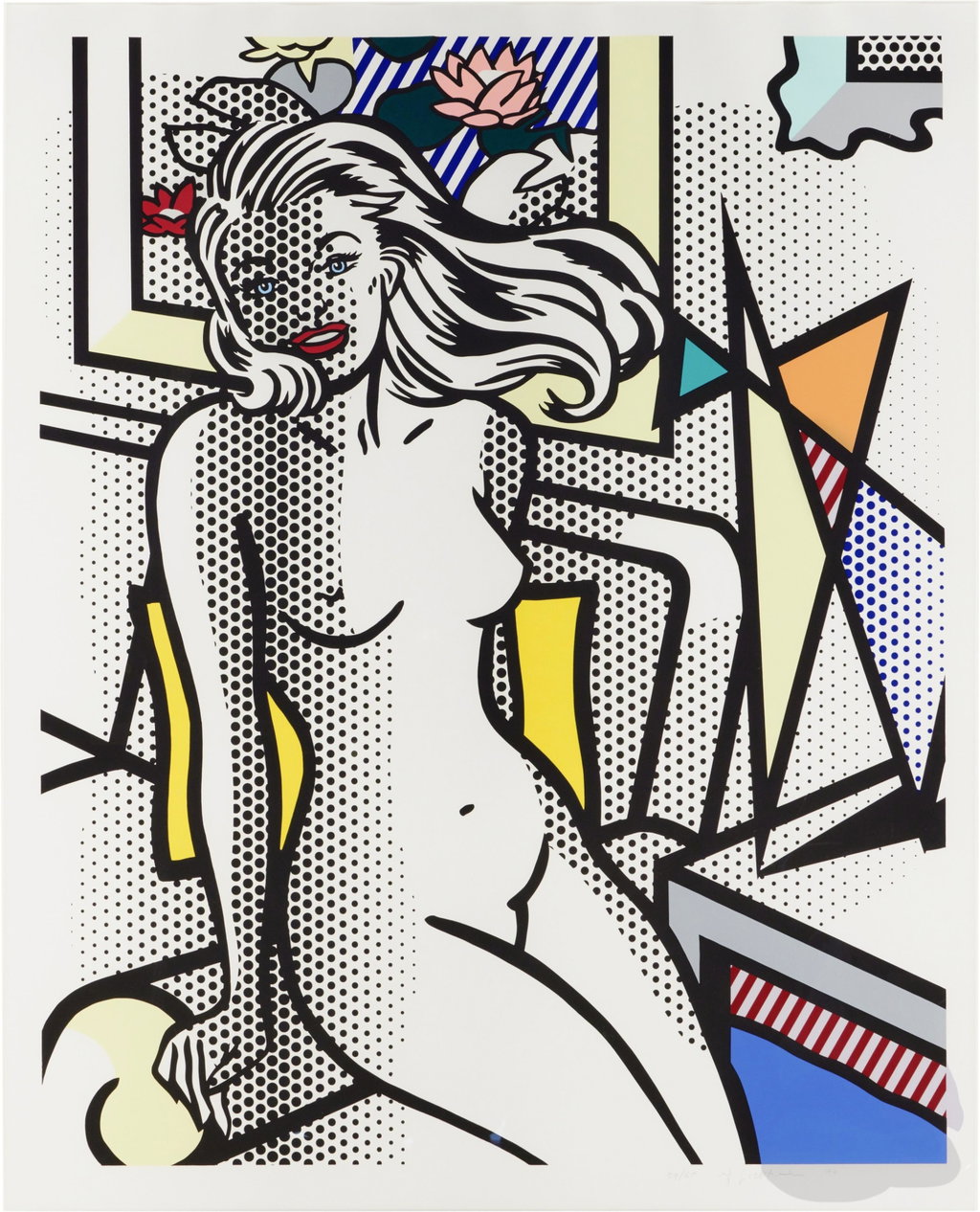 Nude with Yellow Pillow, from the Nudes series (Corlett 283; RLCR 4306) by Roy Lichtenstein sold for $358,400. Image courtesy of Sotheby's